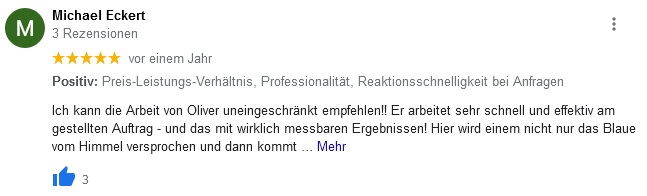 Oliver E. Bahm Bewertungen Google my Business Eckert